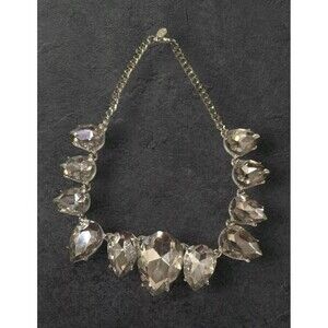 Express Tear Drop Choker Necklace Women's  Crystal Gold Tone Bar Chain